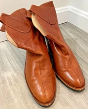 Rebeca Saver Leather 2.5" Heel Western Booties Brown Size 7