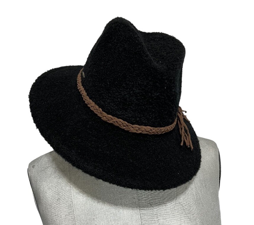 ADORA Black Hat with Studded Band Adora Black Hat With Braided Band OS | eBay main image 3