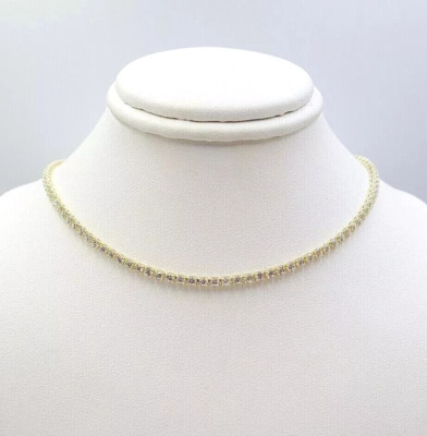 12Ct Round Cut Lab Created Diamond Womens Tennis Necklace 14K Yellow Gold Plated