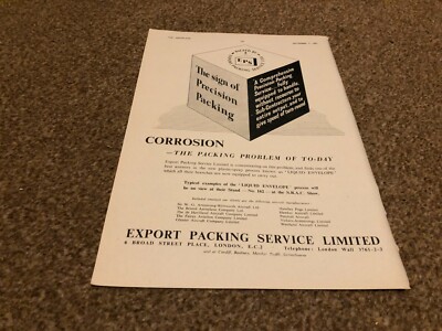 AC38 WERBUNG 11X8 EXPORT VERPACKUNGSSERVICE LTD - BREITE STRASSE - FLÜSSIGUMSCHLÄGE