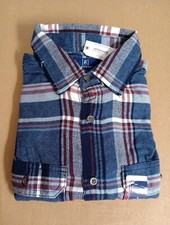 George Men's Woven Shirt Long Sleeve Button Down Size S Navy Plaid Super Soft