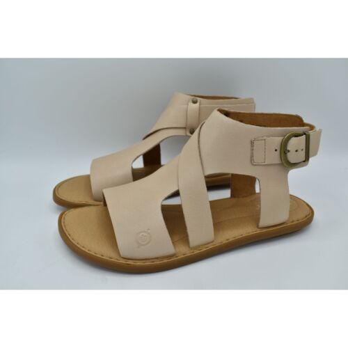 Born Womens Size 7 Marlowe Natural Full Grain Gladiator Leather Flat Sandals