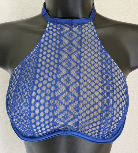 Victoria's Secret Womens Very Sexy Choker Bra Size 32D 32 D Blue Beige - Picture 10 of 24