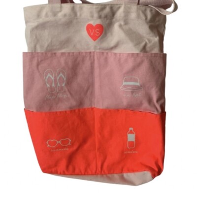 Victoria's Secret VS Pink Canvas Cotton Beach Gym Weekender Bag Tote Shopper
