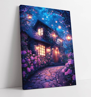 MYSTISCHES MÄRCHEN SCHÖNES ZUHAUSE - PREMIUM GERAHMTES LEINWAND KUNST BILD DRUCK