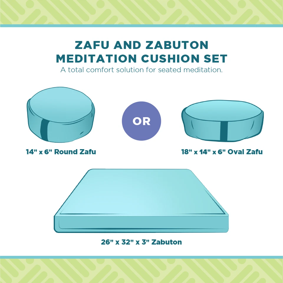 Hemp Meditation Cushion Mat Set - Buckwheat Fill Yoga Pillow for Zen Knee Pad - Image 2 of 4