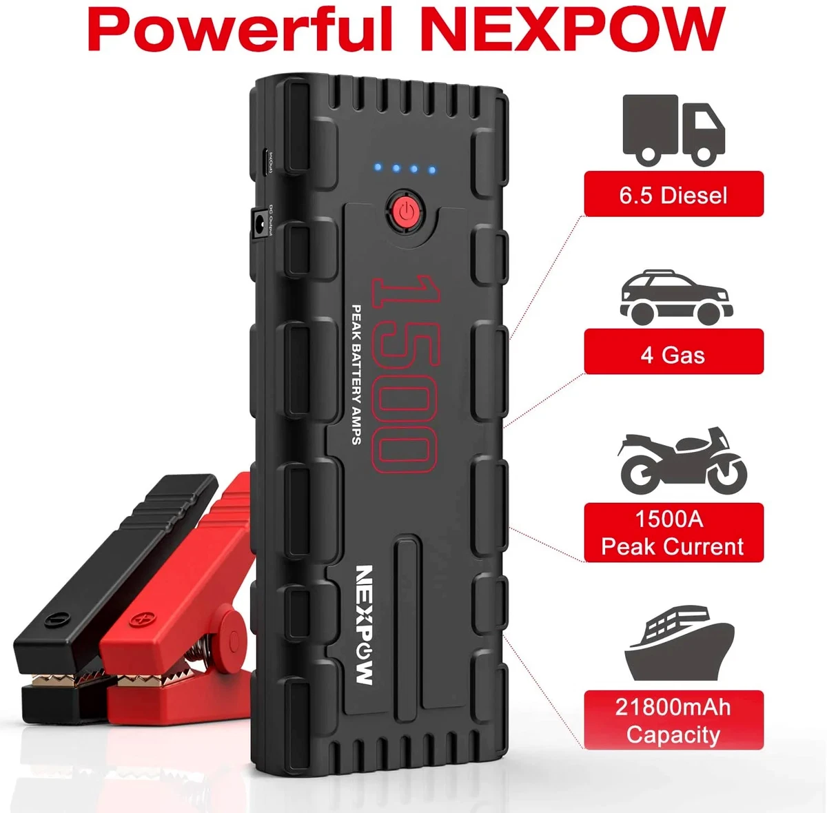Car jump starter portable Nexpow G17 12V 1500AMPS battery booster