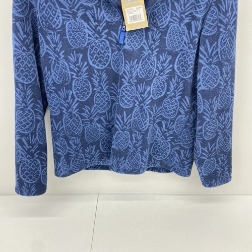 Chubbies jacket Men Large pine by me 1/4 zip fleece pineapples Sweater Blue image 11