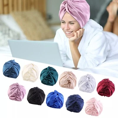 Mulberry Silk Turban Bonnets Women Twisted Sleeping Night Cap Hair Cap Headwrap