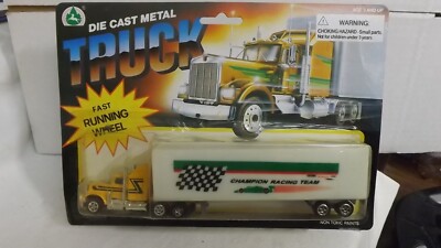 Yellow Diecast Semi Truck & Trailer ''Champion Racing Team''