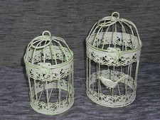 Antico Decorazione Gabbia per Uccelli 2er-Set IN Metallo Piante Fiori (83WG)