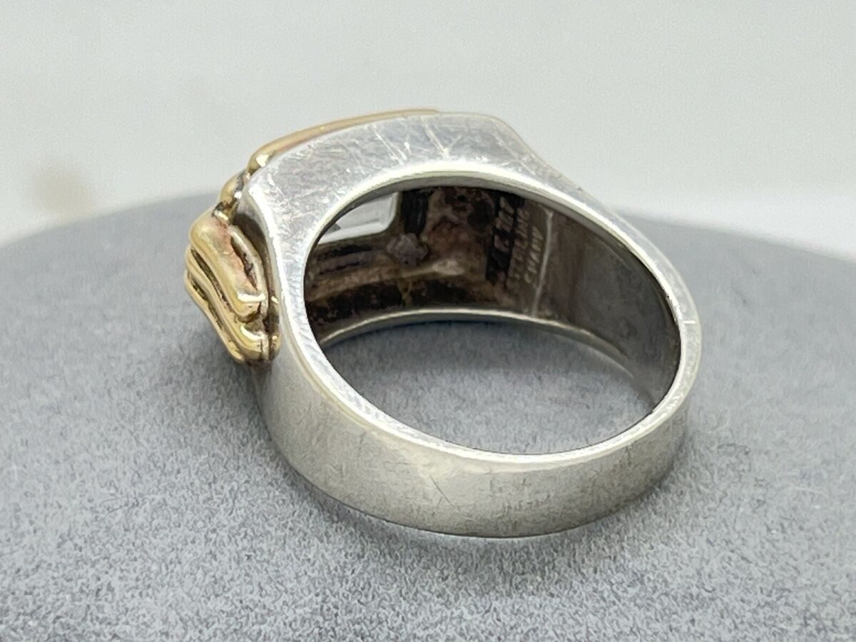 Franklin Mint 1987 Sterling Silver Shank 14k Top Art Deco CZ Franklin Mint 1987 Sterling Silver Shank 14k Top Art Deco CZ