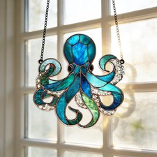 Octopus Suncatcher, Acrylic Window Hanging Ornament, Window Suncatcher Decor