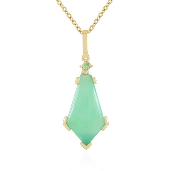 Cavill Silberkette Mit Chrysopras 4,5Ct Goldplattiert Damen Schmuck-image
