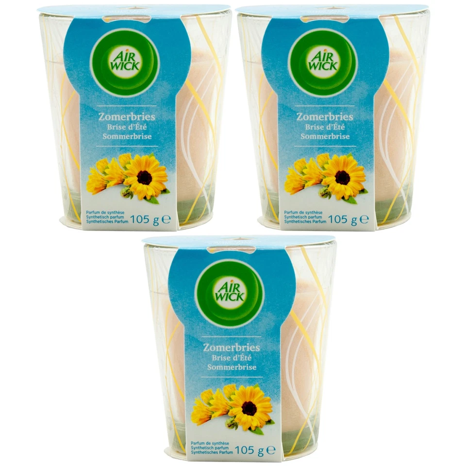 Air Wick Duftkerze SOMMERBRISE 3 x 105g -duftet nach Sommer Lufterfrischer - Bild 1 von 1
