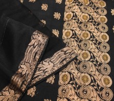 Sushila Vintage Black Zari Woven Saree 100 Pure Cotton silk Premium Sari Fabric