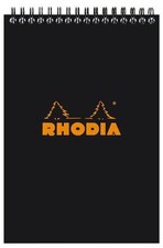 Rhodia Lined Notepad A5 Black 80 Sheet Wirebound 6 x 8 1/4 Lined Notebook