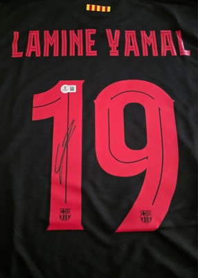 Lamine Yamal Signed FC Barcelona Away Soccer Jersey LARGE Beckett