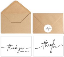 52-pack Thank You Cards Bulk with Kraft Envelopes Matching Stickers, 3.5x5