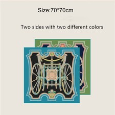 Double Sided Silk Scarf Women Horse Carriage Chain Print Square Neck Head Shawl
