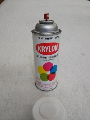 Vintage  Krylon Flat White 1502 Interior/Exterior Spray Paint Can