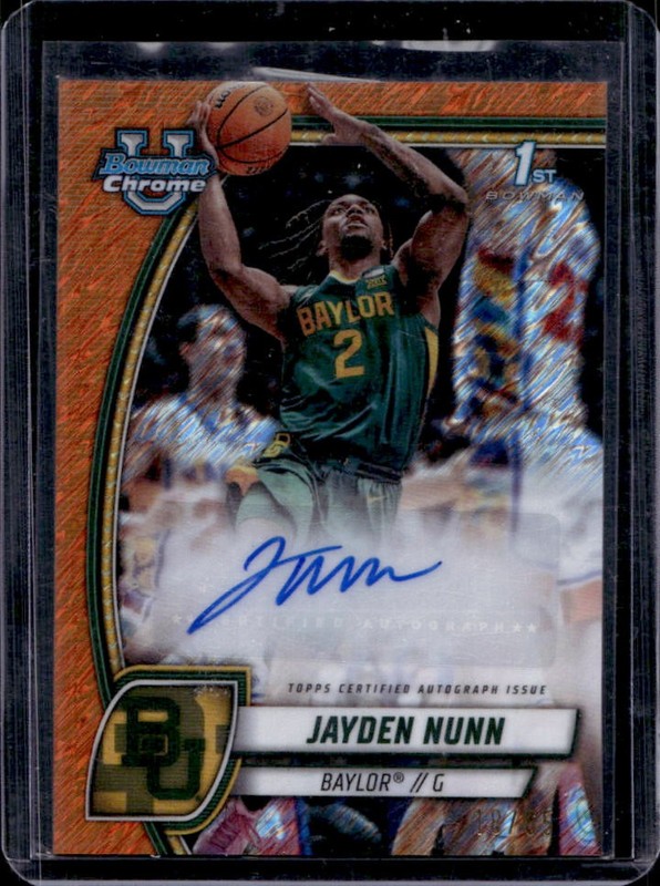 2024-25 Bowman Chrome U Jayden Nunn Prospect Auto Orange Shimmer Refractor #/65