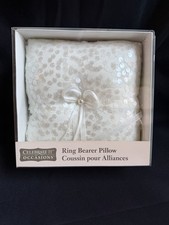 Celebrate It Occasions Ring Bearer Pillow White Sequin Bow New in Box Wedding