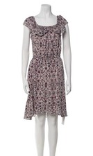 L’Agence Leonie Silk Ruffle Floral Dress MED Hi Low Cottage Peasant Boho Sz $425