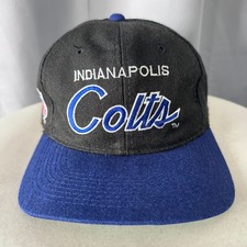 Vintage 90s Indianapolis Colts NFL Team Black Snapback SCRIPT Hat Cap