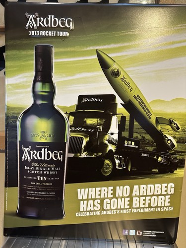 Ardbeg Distillery Scotch Whisky 2013 ROCKET TOUR Embossed Metal Sign 26" x 20"