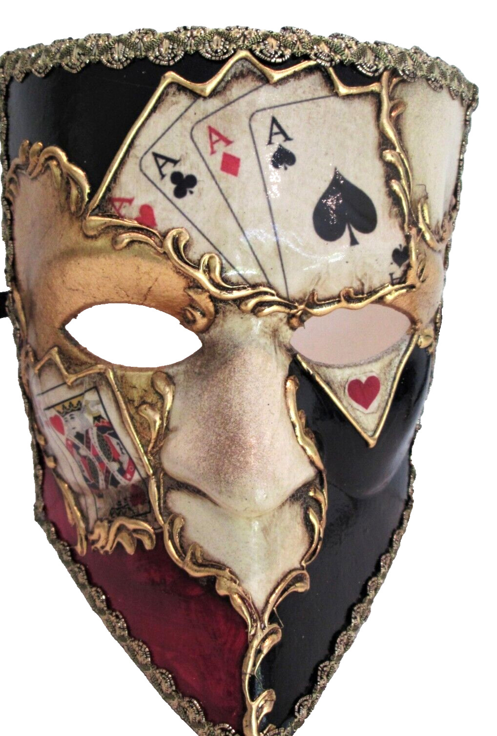 CASANOVA - UNA CALIDAD, ITALIANA PINTADA A MANO, MÁSCARA FACIAL COMPLETA, DISEÑO DE PÓKER 2.