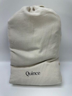 Quince Full Queen European Linen Duvet Cover Set Natural Chambray w/2 Sham