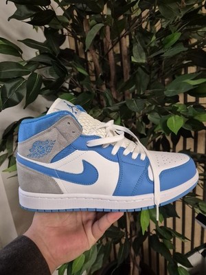  Air Jordan 1 Mid University Blue Grey White Große Gr. 43 NEU