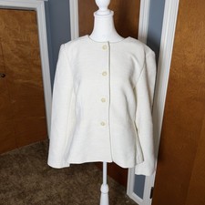 Ann Taylor Cream Structured Women  s Cream Blazer With Buttons, Size 12.