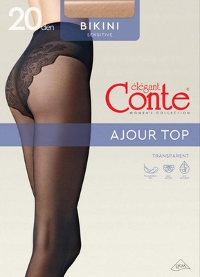 Conte (Poland) Bikini Soft 20 Den - Classic Women's Tights with Ajour Top (8S-34