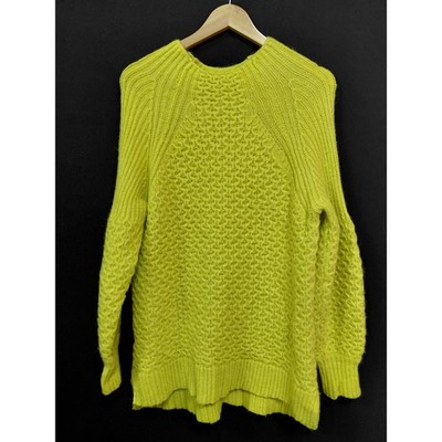 Anthropologie Knit Sweater Lime Green Women Size M
