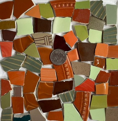 Broken China Mosaic Art Crafts Supplies - Rich Mixed Earth Tone Tiles F451