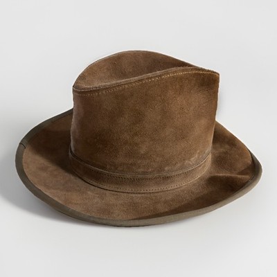VTG Unisex SKULLYS By Henschel Suede Cowhide Leather Brown Hat Sz. Medium