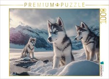 CALVENDO Puzzle Junge Huskywelpen  1000 Teile Lege-Gr  e 64  48 cm Foto-Puzzle