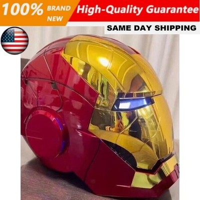 2025 Iron Man MK5 1:1 Helmet Wearable Voice-control Mask Cosplay Golden AUTOKING