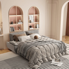 3-in-1 Convertible Queen Sleeper Sofa Bed, Velvet, Grey, Space Saving