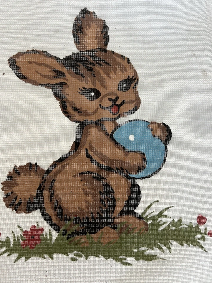 Vintage Needlepoint Canvas – Bunny with Blue Egg – Made in West Germany - Image 2 of 4