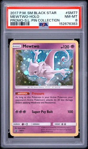 2017 POKEMON SM BLACK STAR PROMO #SM77 MEWTWO-HOLO PSA 8 NM-MT