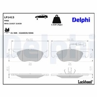 Delphi Bremsbelagsatz, Scheibenbremse LP1413 FüR Alfa Romeo Fiat