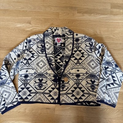 Y2K Vintage Keren Hart Tapestry Cat Print Button Up Jacket Medium