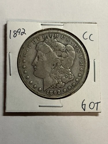 1892-CC MORGAN SILVER DOLLAR VF KEY DATE CC