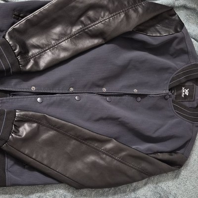 Xray Jeans Men's Varsity Jacket L Navy/Black Snap Front Pockets Band Collar