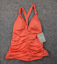 Athleta Aqualuxe Tankini Top Womens Small Swim Suit Beach Coastal Ruched Peach