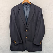VTG Jos. A. Bank Blazer Men's 46L Navy Blue Wool Gold Button Business Nautical