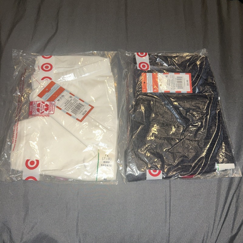 2 Pairs NWT Cat & Jack Girls Bike Shorts Size M (7/8) White And Indigo